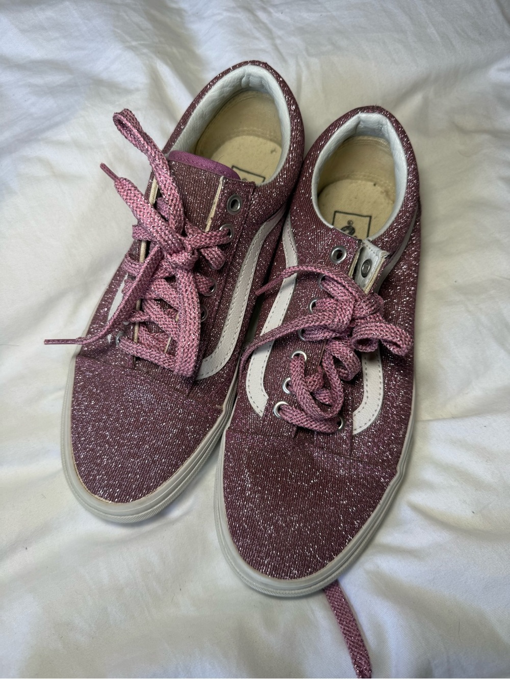 Vans Glitter Low-Top Sneakers - Rose Pink with White Stripe